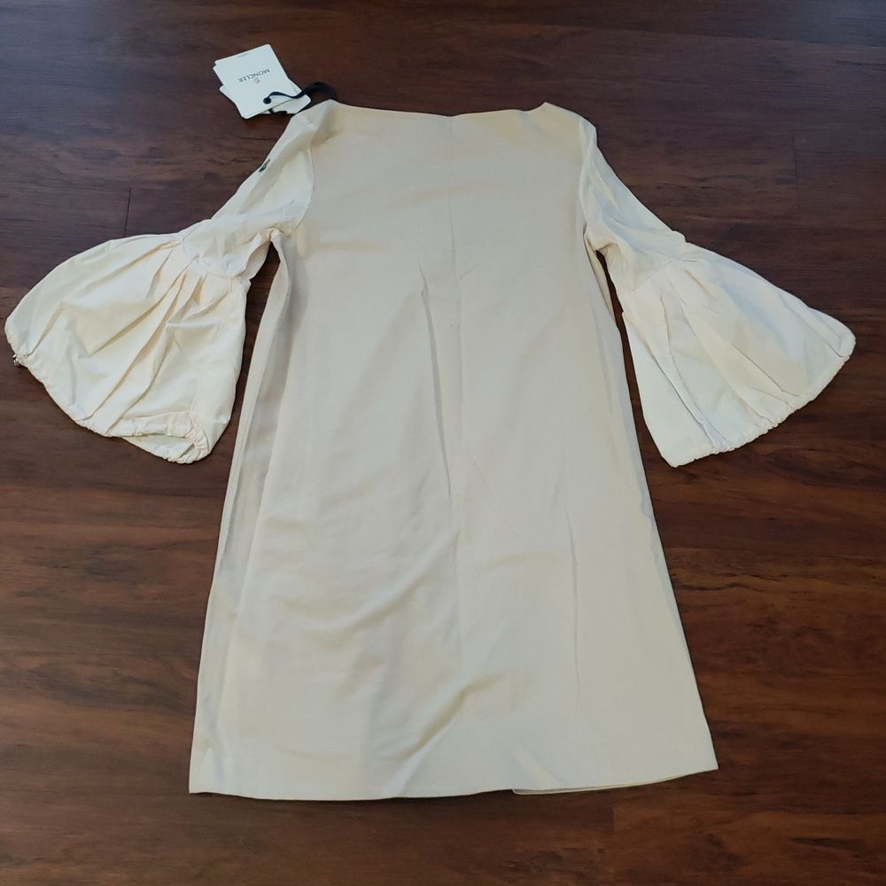 Moncler Twotone Cream Cotton Puff Sleeve Dress Size Medium NEW Retro Y2K Preppy - Picture 10 of 11